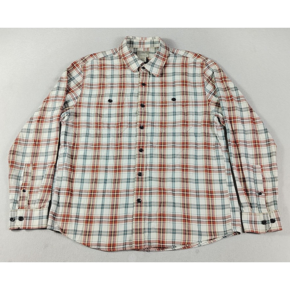 L.L.Bean Shirt Mens Medium Plaid Long Sleeve Gorpcore Traditional Fit Hiking